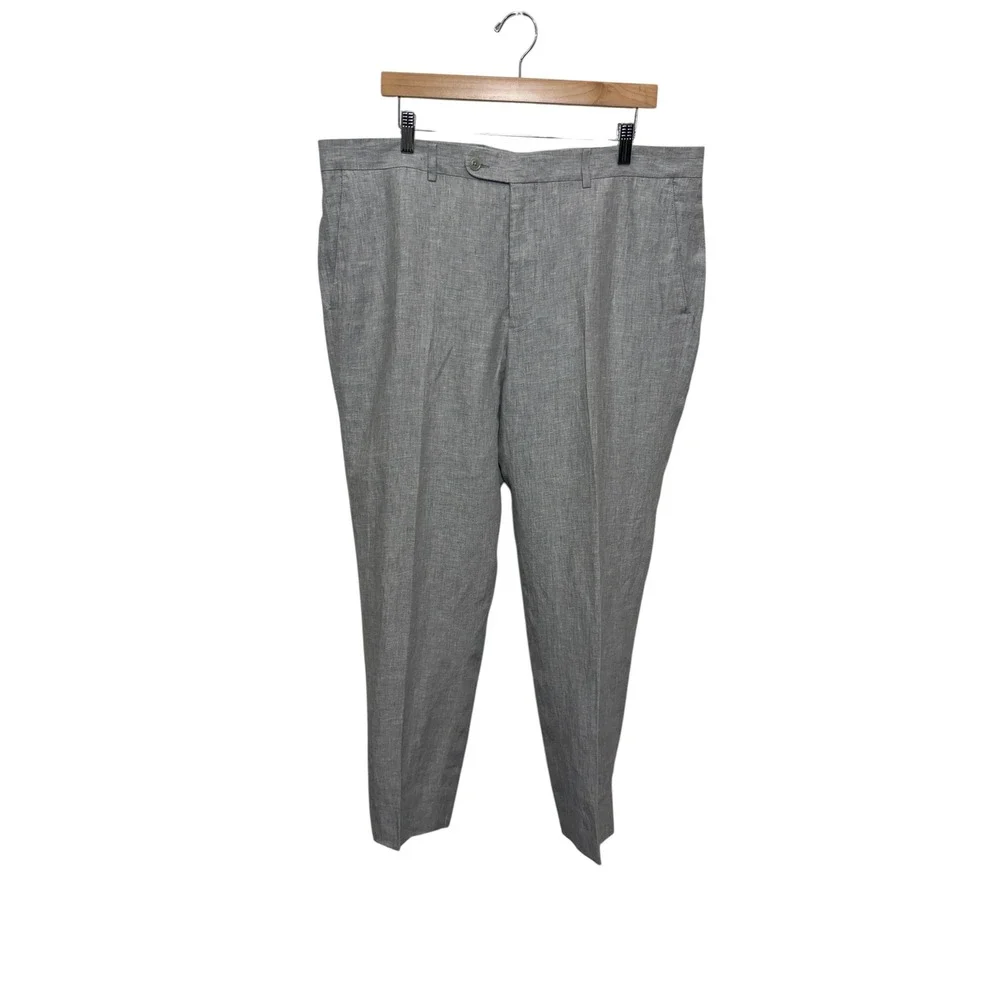 Joseph Abboud Mens Grey 40 Linen Trousers Pants Lux Summer